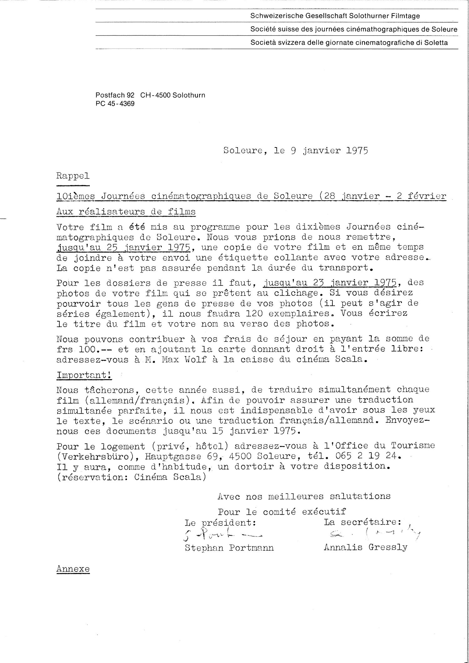 Brief an die Filmschaffenden, 1975, S.2