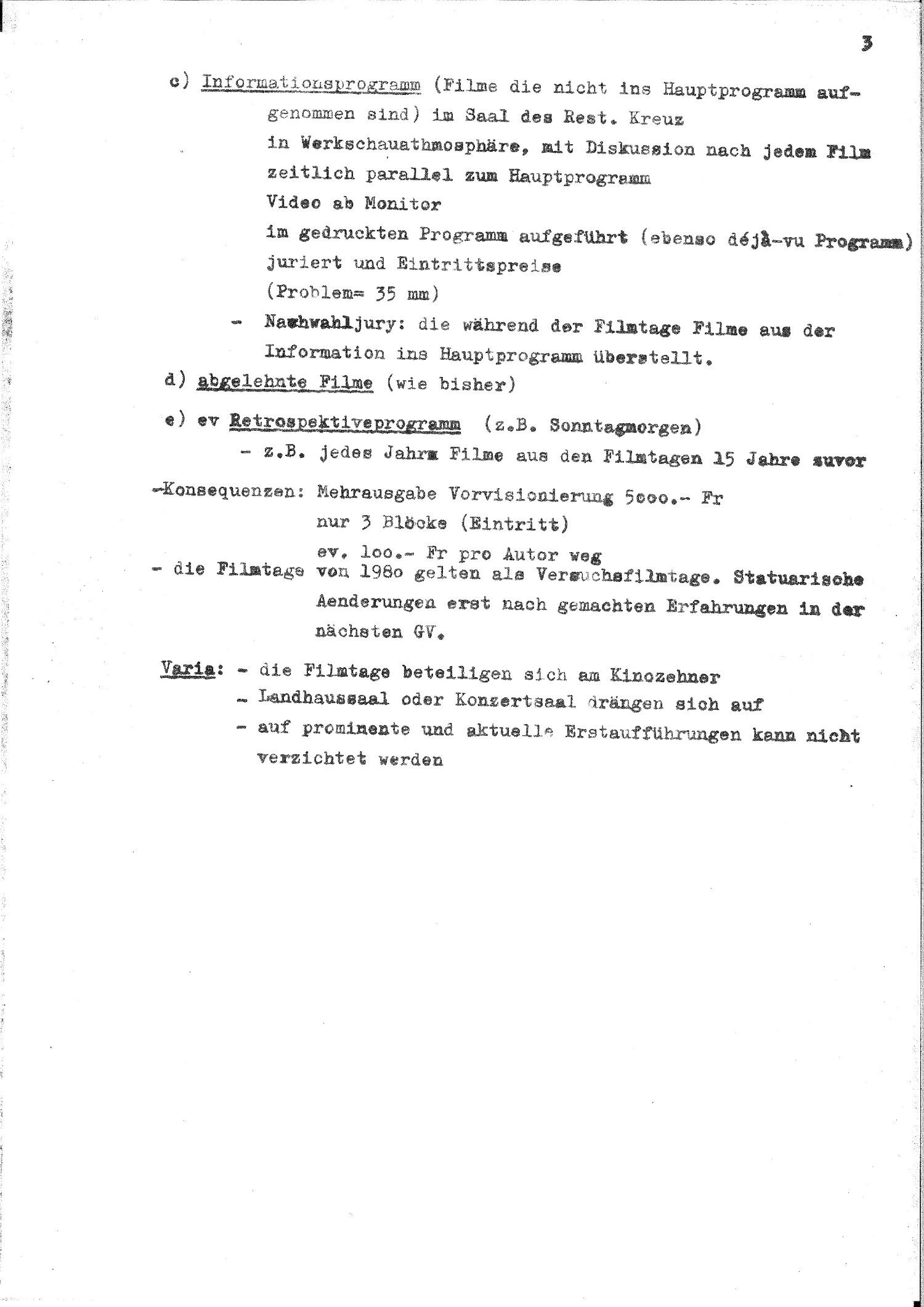 Wie sollen die Filmtage 1980-1983 aussehen?, 1979, S.3