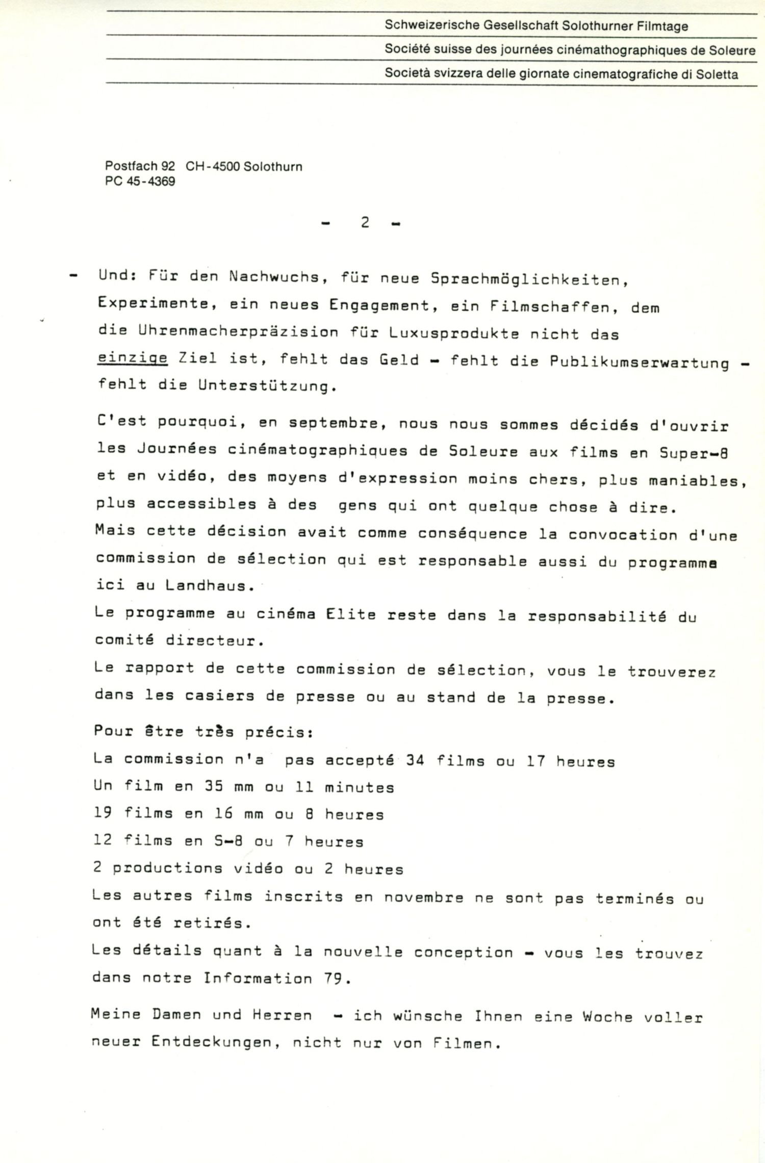 Zur Eröffnung der Solothurner Filmtage, 1980, S.2