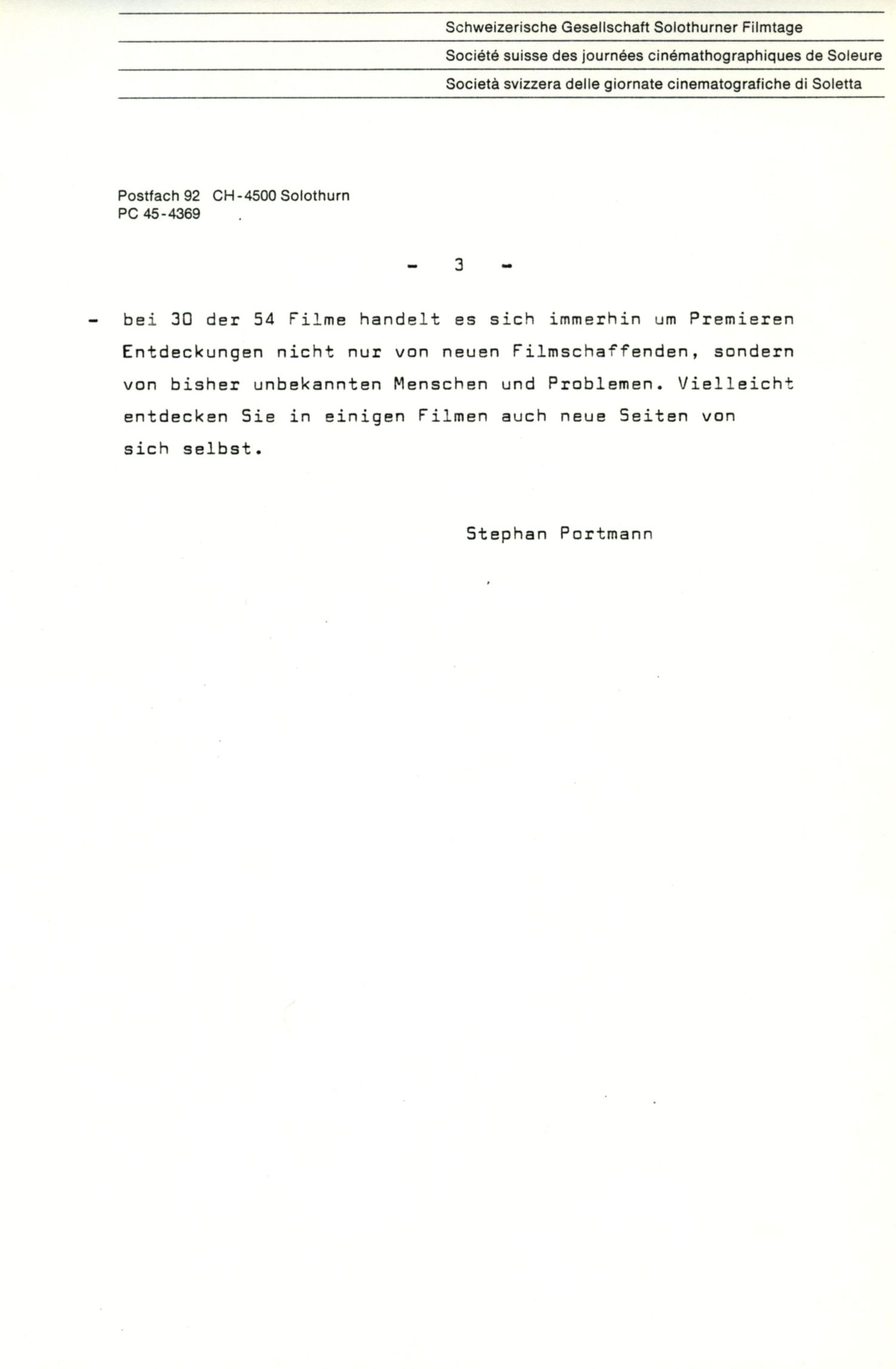 En vue de l'ouverture des Journées de Soleure, 1980, p.3
